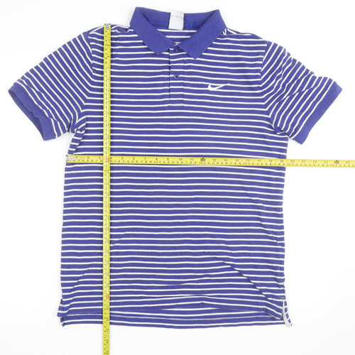 Nike Men's Blue Striped Polo Shirt Size M Regular Fit