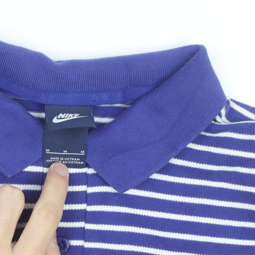 Nike Men's Blue Striped Polo Shirt Size M Regular Fit