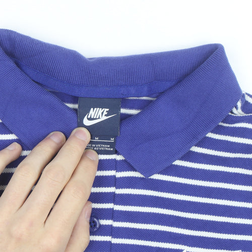 Nike Men's Blue Striped Polo Shirt Size M Regular Fit