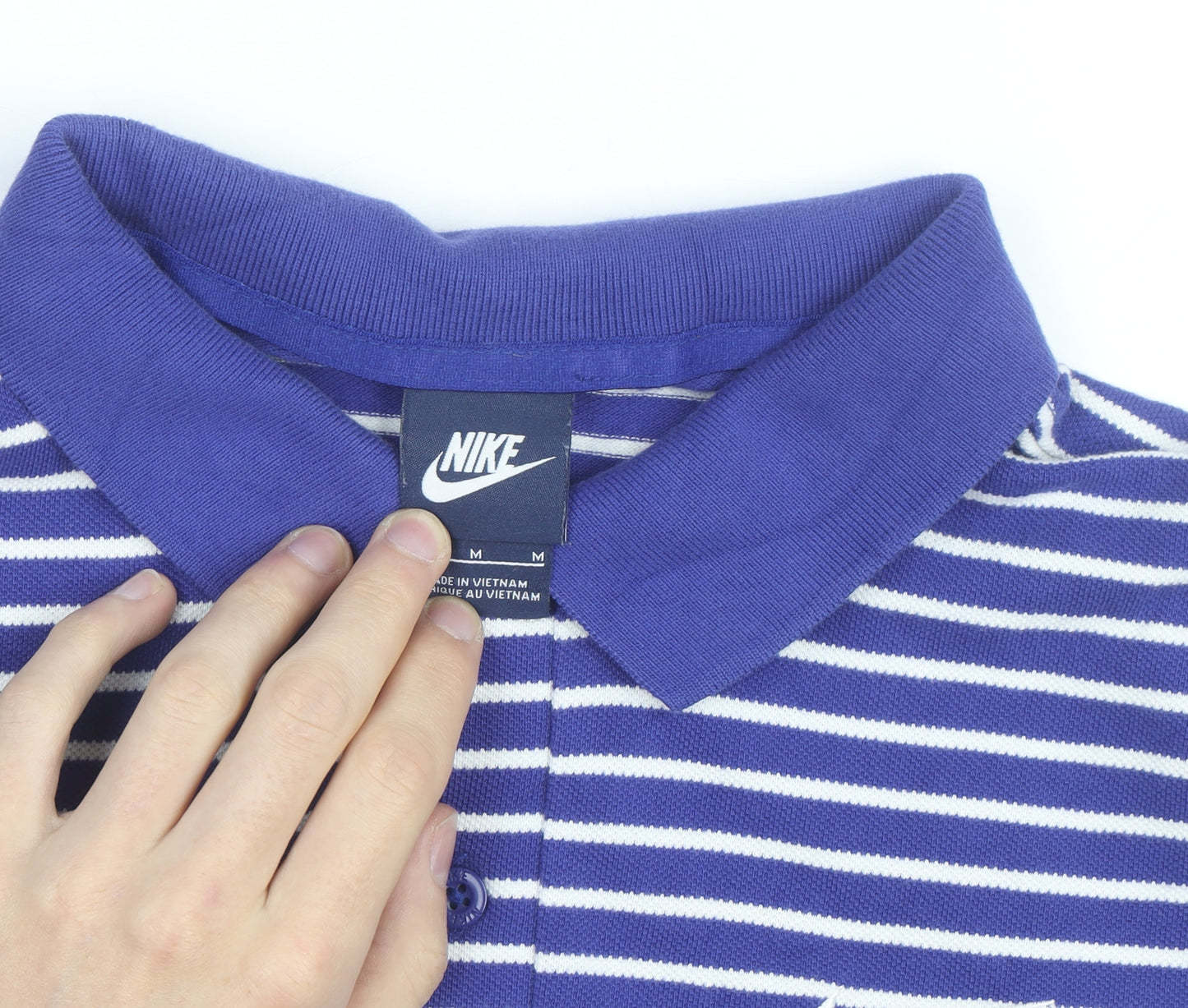 Nike Men's Blue Striped Polo Shirt Size M Regular Fit