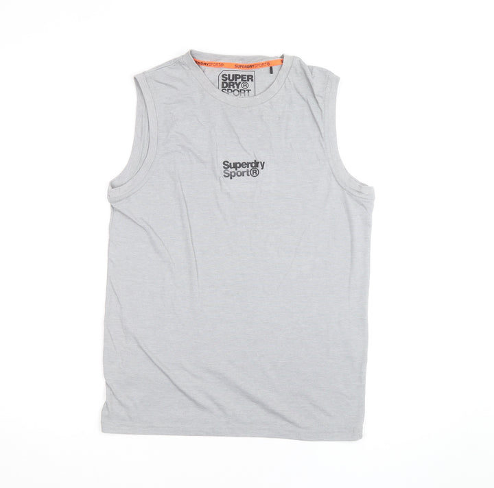 Superdry Sport Men's Grey Sleeveless Crew Neck T-Shirt L