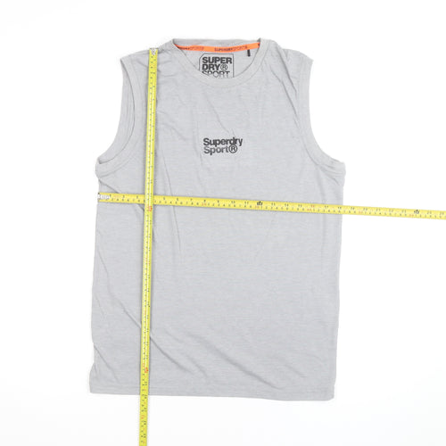 Superdry Sport Men's Grey Sleeveless Crew Neck T-Shirt L