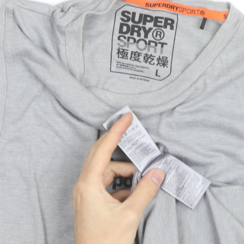 Superdry Sport Men's Grey Sleeveless Crew Neck T-Shirt L