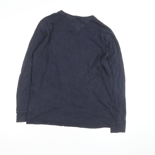 Tommy Hilfiger Men Blue Long Sleeve Crew Neck Cotton Top Size M