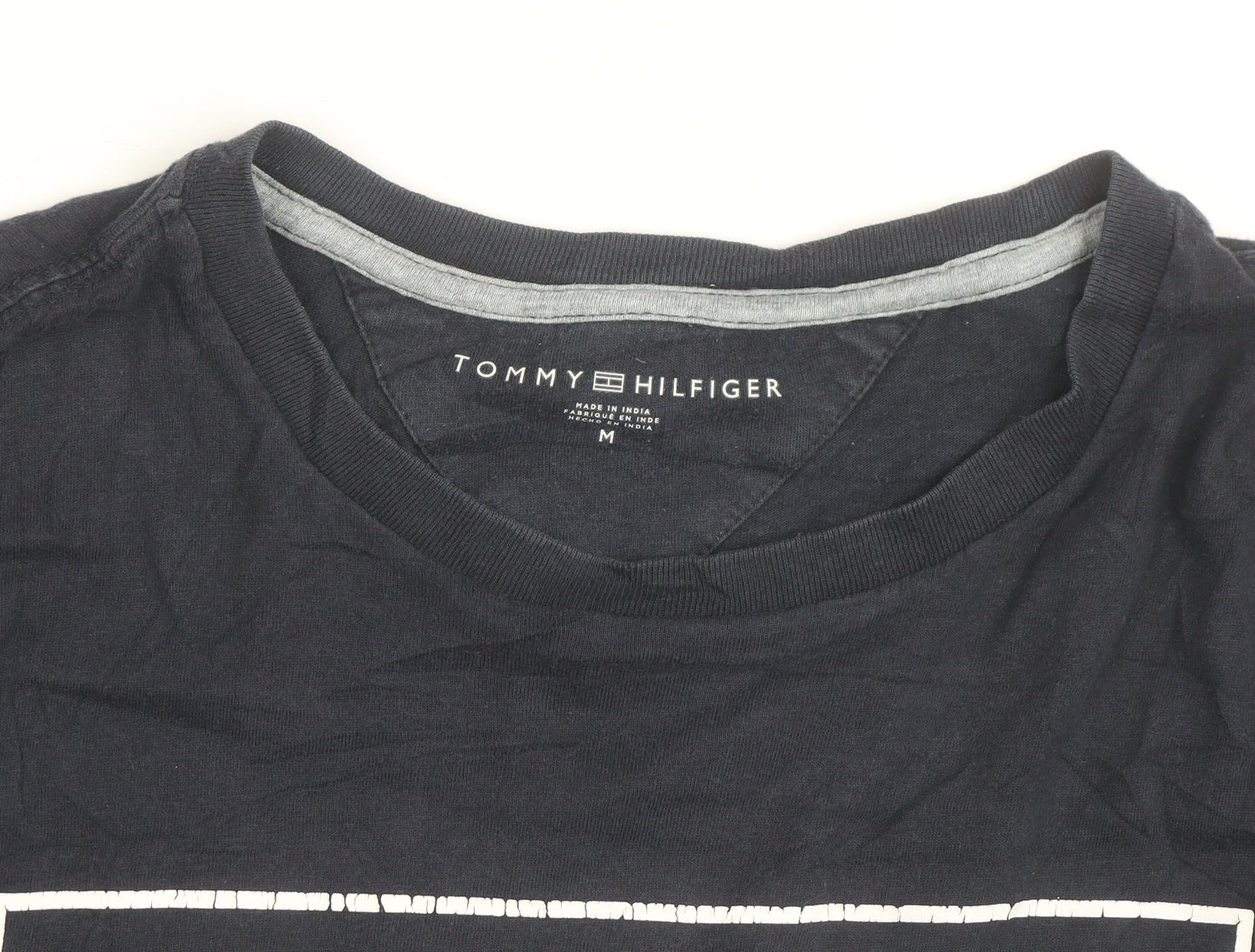 Tommy Hilfiger Men Blue Long Sleeve Crew Neck Cotton Top Size M
