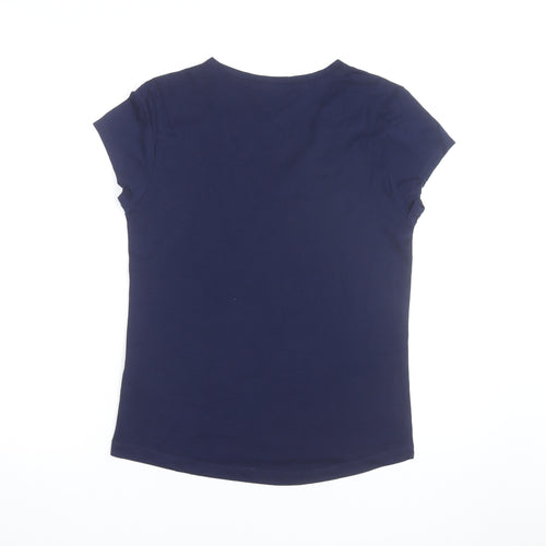 LA Gear Women's Blue V-Neck Cotton Blend T-Shirt UK 12