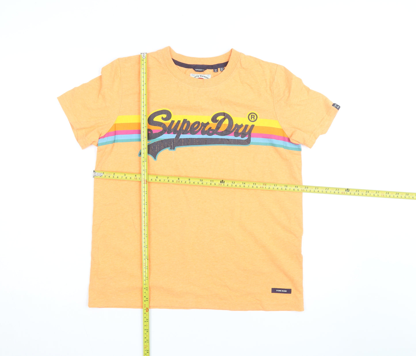 Superdry Women Orange Retro Logo T-Shirt UK 12 Short Sleeve Cotton