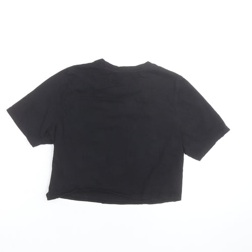 Vans Women’s Black Cropped T-Shirt Small Casual Logo Crew Neck