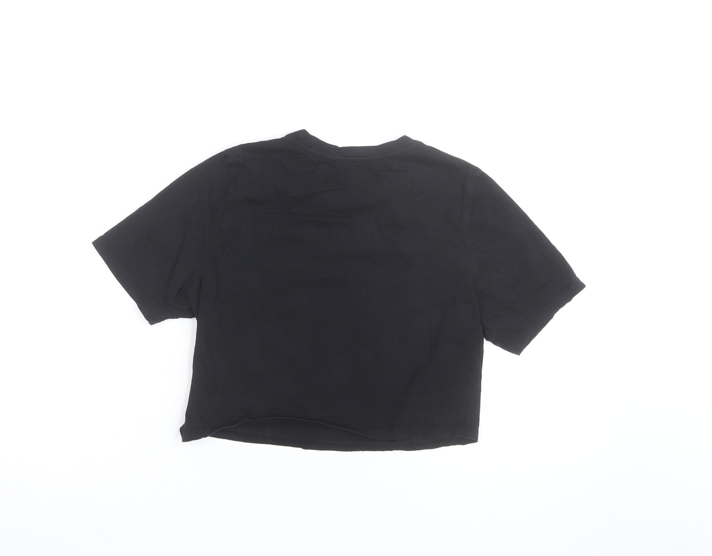 Vans Women’s Black Cropped T-Shirt Small Casual Logo Crew Neck
