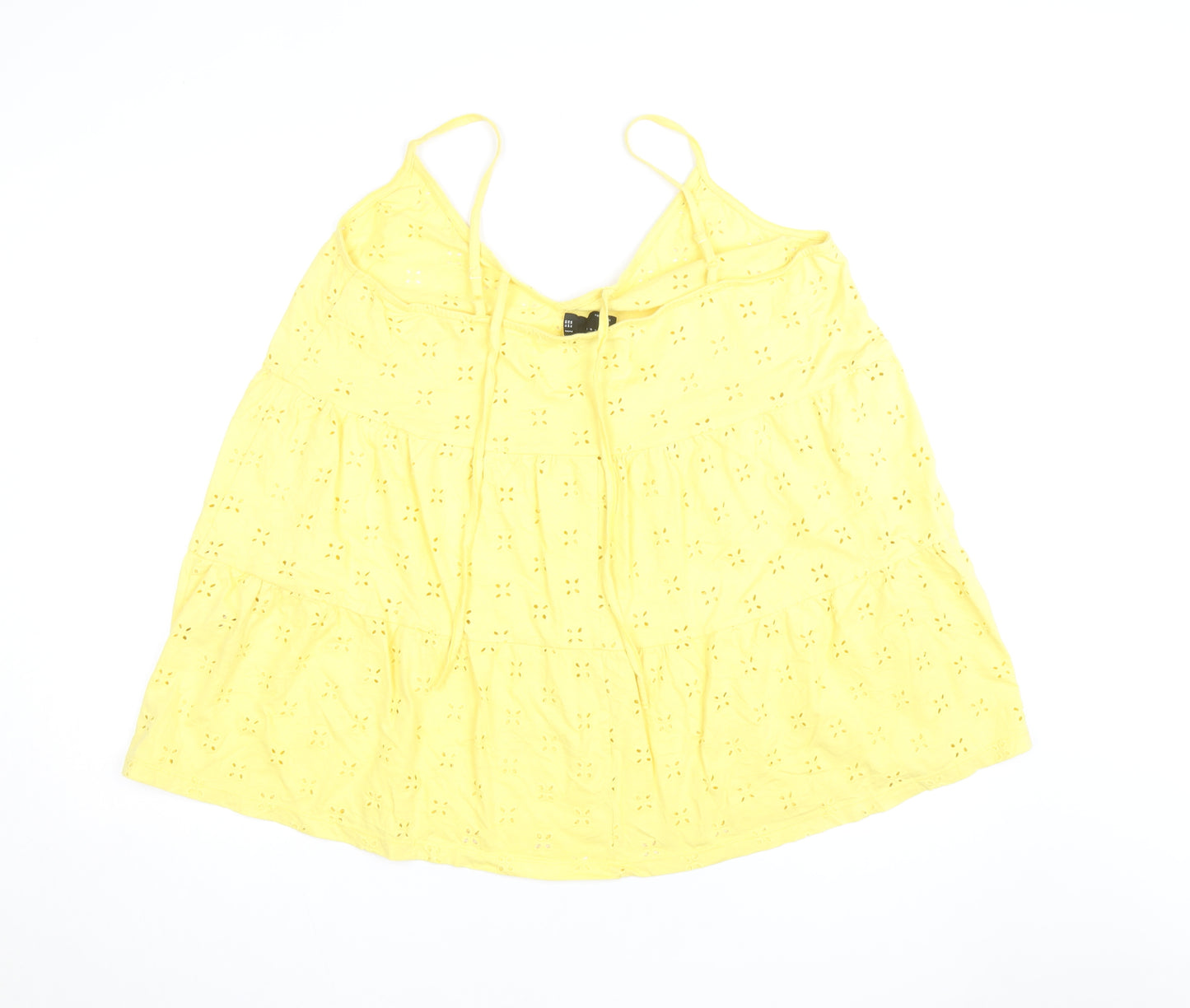 ASOS Design Petite Yellow Eyelet Cotton Camisole Top Size 8
