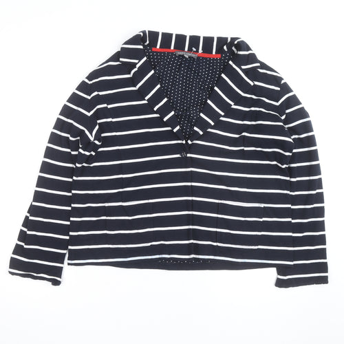 Laura Ashley Women’s Navy Striped Cotton Jersey Blazer UK 18