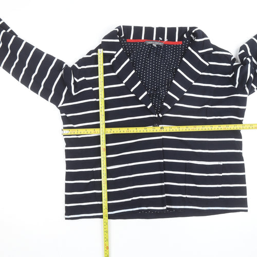 Laura Ashley Women’s Navy Striped Cotton Jersey Blazer UK 18