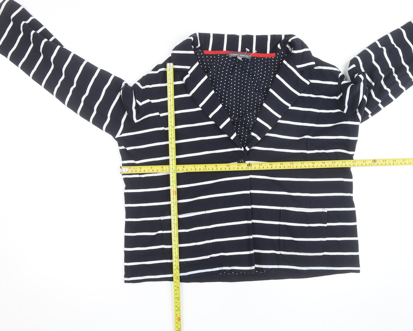 Laura Ashley Women’s Navy Striped Cotton Jersey Blazer UK 18
