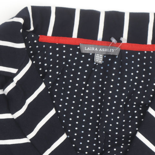 Laura Ashley Women’s Navy Striped Cotton Jersey Blazer UK 18