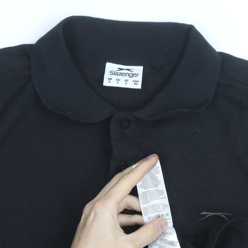 Slazenger Men's Black Polo Shirt Size L Classic Fit