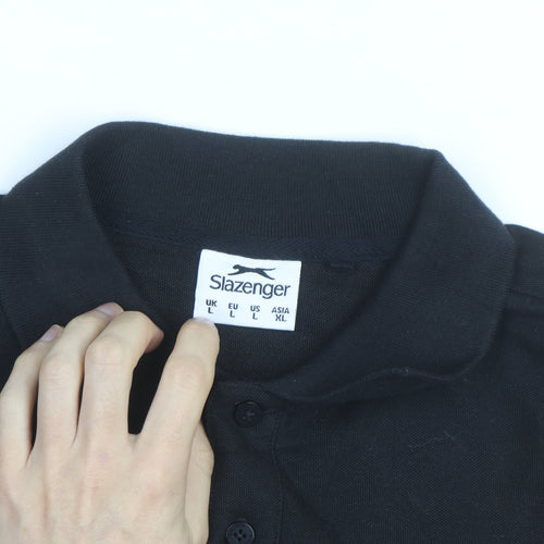 Slazenger Men's Black Polo Shirt Size L Classic Fit