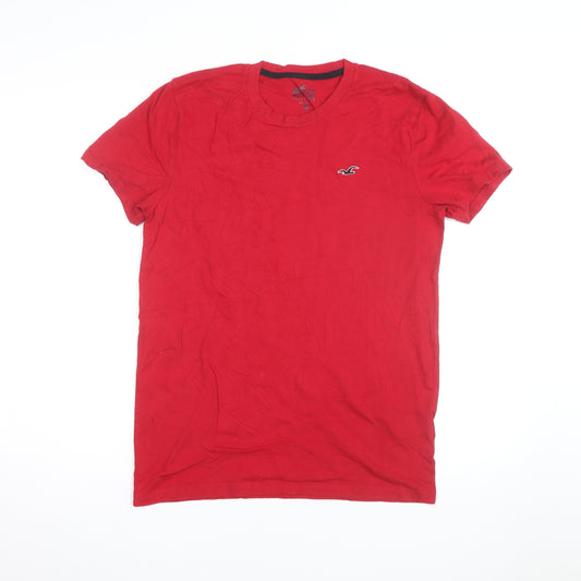 Hollister Men's Red Crew Neck Short Sleeve Cotton T-Shirt Size S