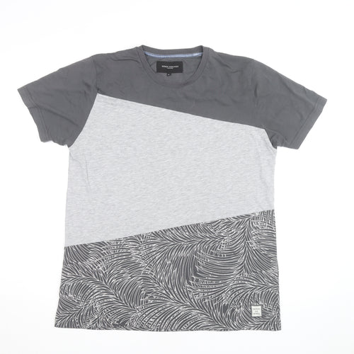 Serge Denimes Mens Grey Colourblock Graphic Print Cotton T-Shirt XL