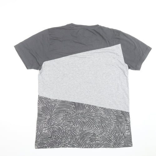 Serge Denimes Mens Grey Colourblock Graphic Print Cotton T-Shirt XL