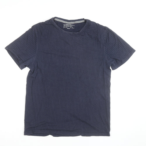 Hammond & Co. Men’s Navy Polka Dot Crew Neck Cotton T-Shirt Medium