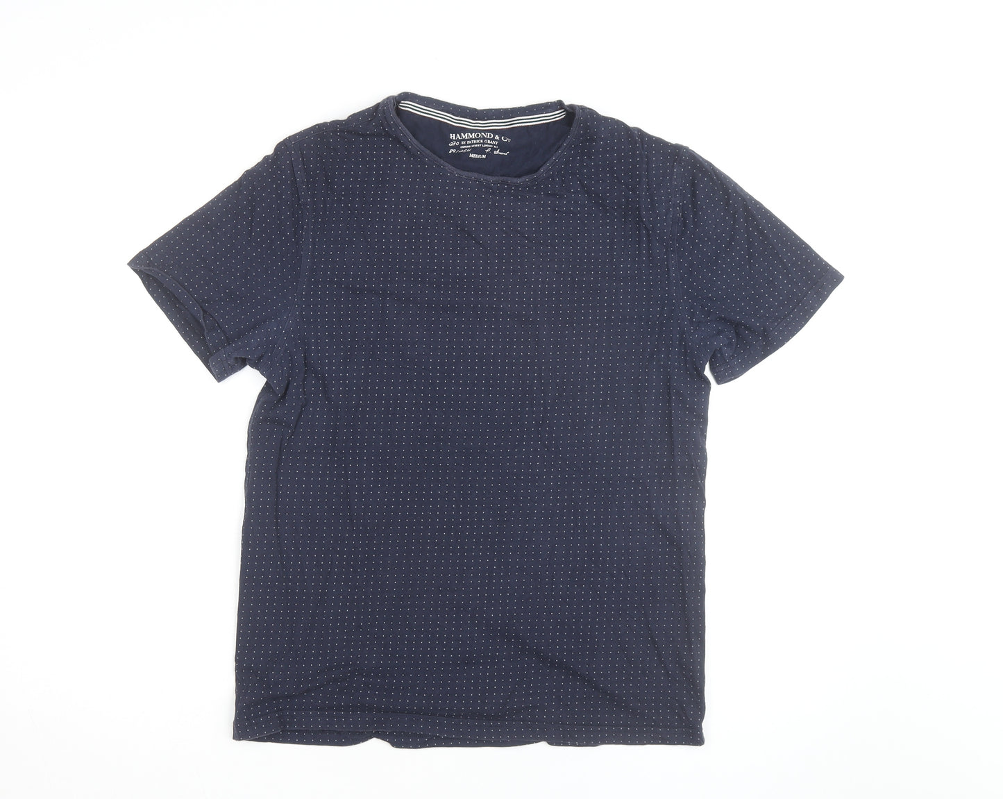 Hammond & Co. Men’s Navy Polka Dot Crew Neck Cotton T-Shirt Medium