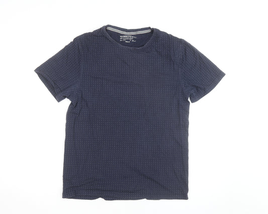 Hammond & Co. Men’s Navy Polka Dot Crew Neck Cotton T-Shirt Medium