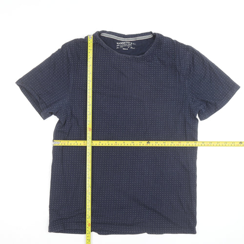 Hammond & Co. Men’s Navy Polka Dot Crew Neck Cotton T-Shirt Medium