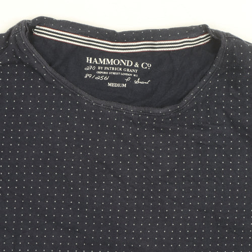 Hammond & Co. Men’s Navy Polka Dot Crew Neck Cotton T-Shirt Medium