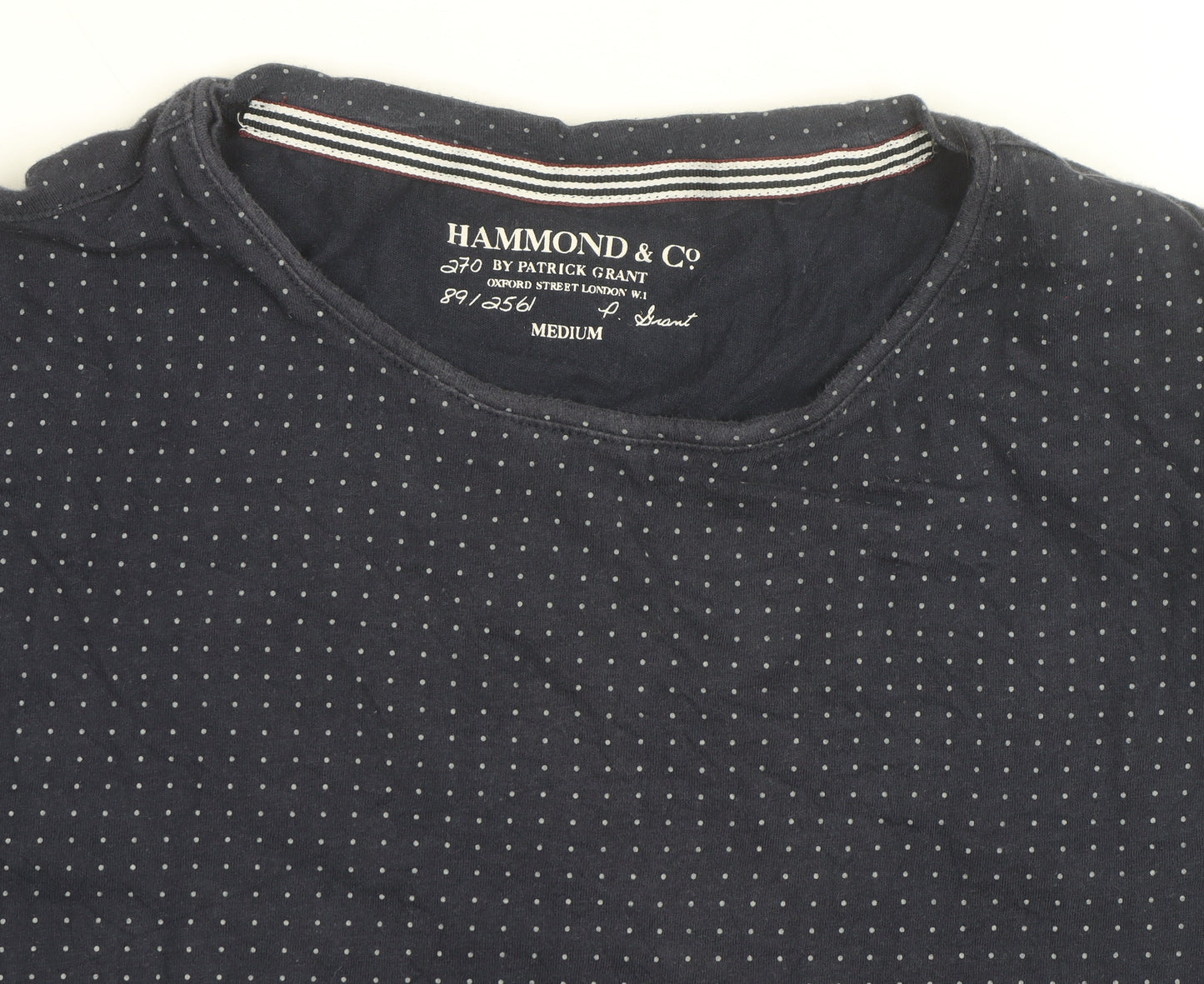 Hammond & Co. Men’s Navy Polka Dot Crew Neck Cotton T-Shirt Medium