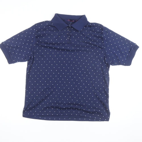 Beaumonde Womens Blue Polka Dot Collared Polo Shirt Size 18