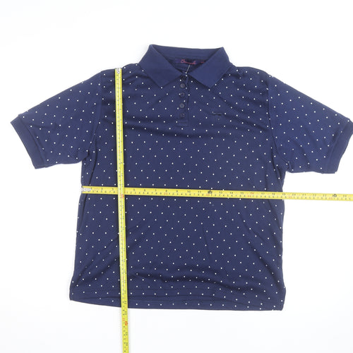 Beaumonde Womens Blue Polka Dot Collared Polo Shirt Size 18