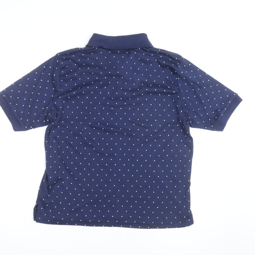 Beaumonde Womens Blue Polka Dot Collared Polo Shirt Size 18