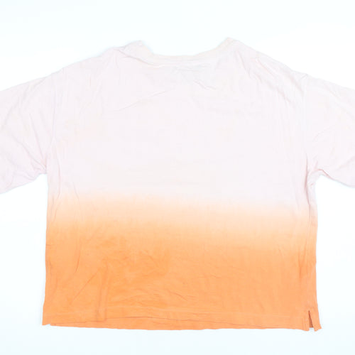 Marks and Spencer Womens Pink Orange Ombre Hawaii Cotton T-Shirt Size 14