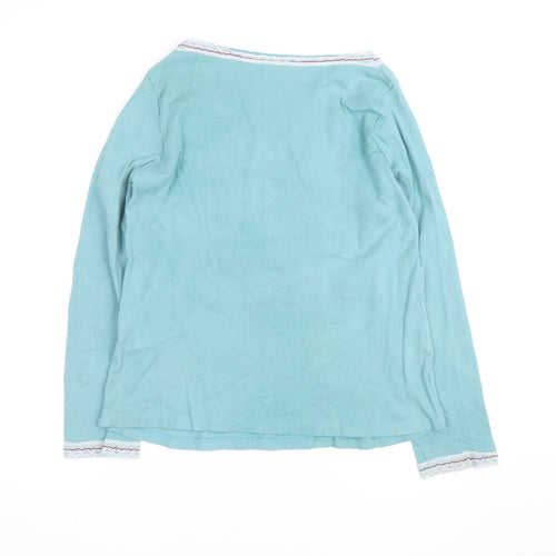 Marks and Spencer Womens Blue Cotton V-Neck Long Sleeve Blouse UK 22