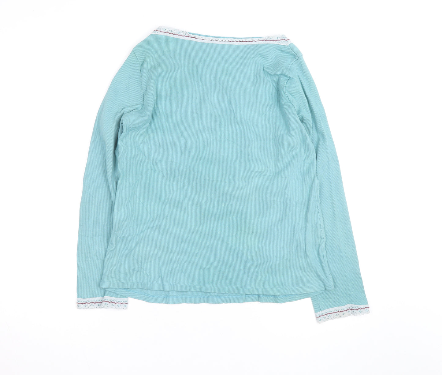 Marks and Spencer Womens Blue Cotton V-Neck Long Sleeve Blouse UK 22