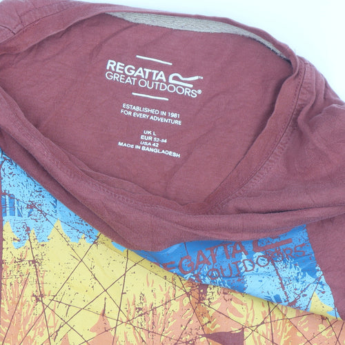 Regatta Mens Brown Graphic Outdoor Crew Neck Cotton T-Shirt Size L
