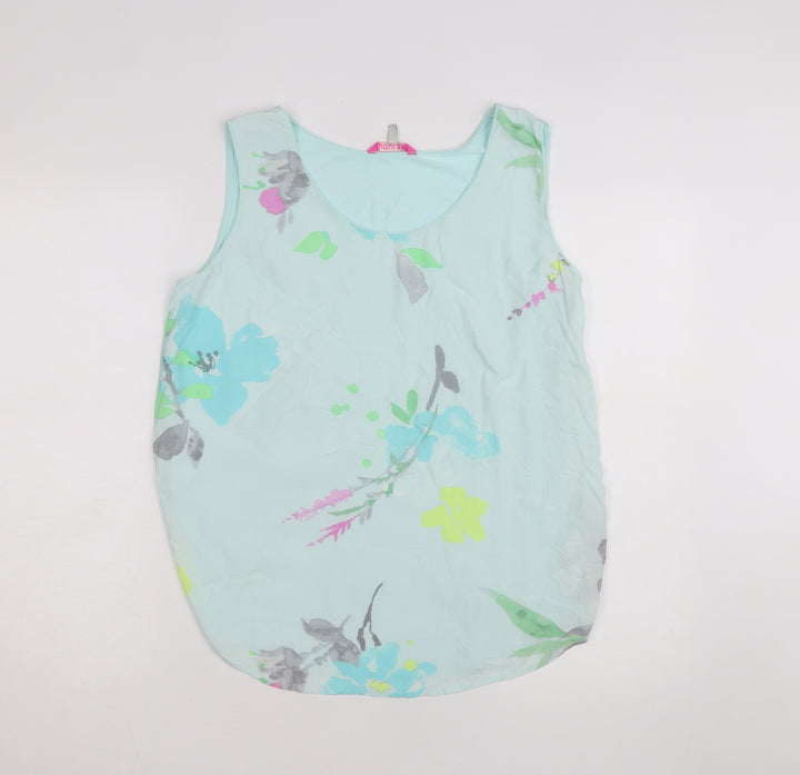 Joules Women Blue Floral Sleeveless Tank Top Size 14 Viscose