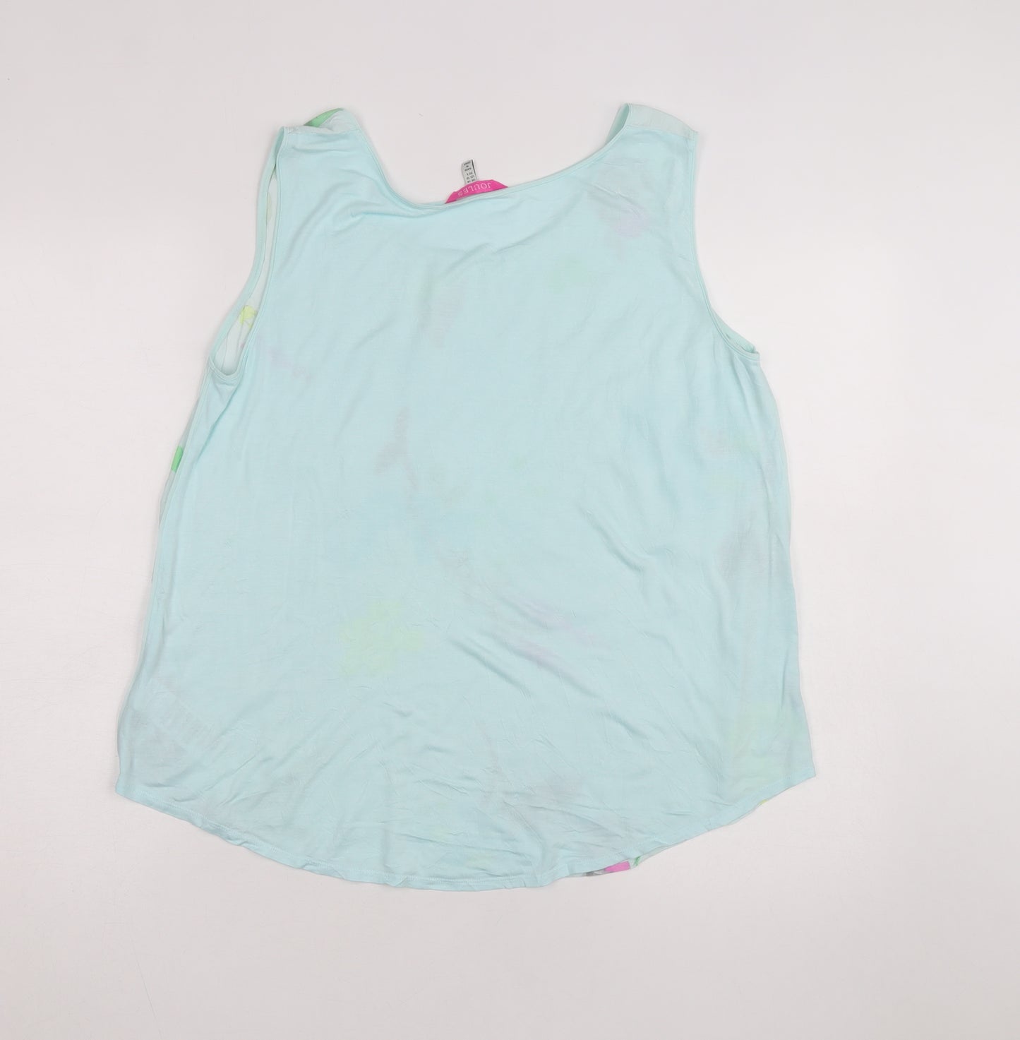 Joules Women Blue Floral Sleeveless Tank Top Size 14 Viscose
