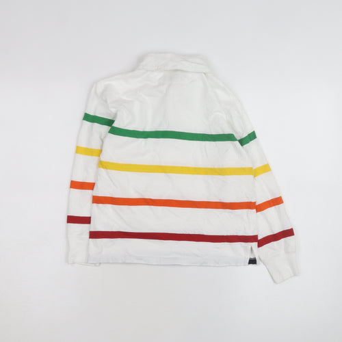 Polo Ralph Lauren Boys White Multicoloured Stripe Long Sleeve Polo Shirt Size 8