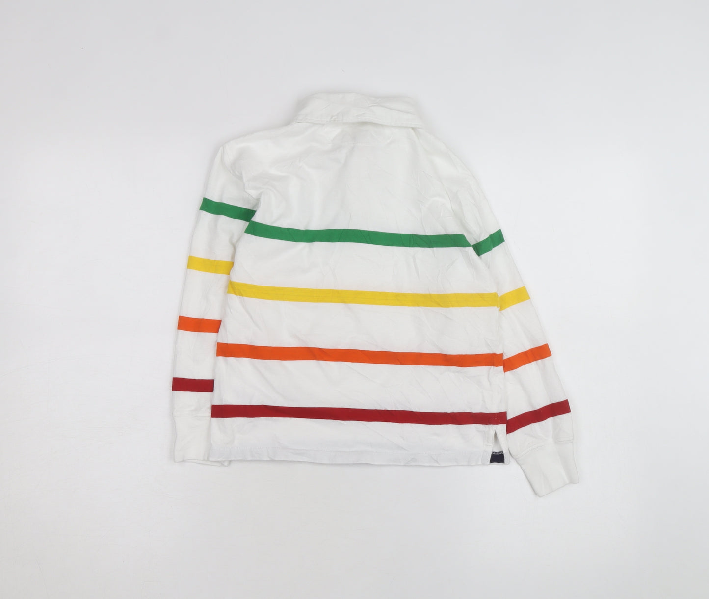 Polo Ralph Lauren Boys White Multicoloured Stripe Long Sleeve Polo Shirt Size 8