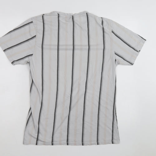 River Island Men's Grey Striped Tokyo T-Shirt Size L