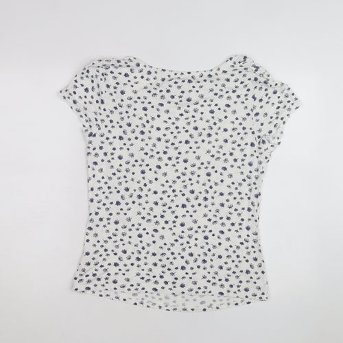 John Rocha Womens White Floral Cowl Neck Jersey Top Size 16