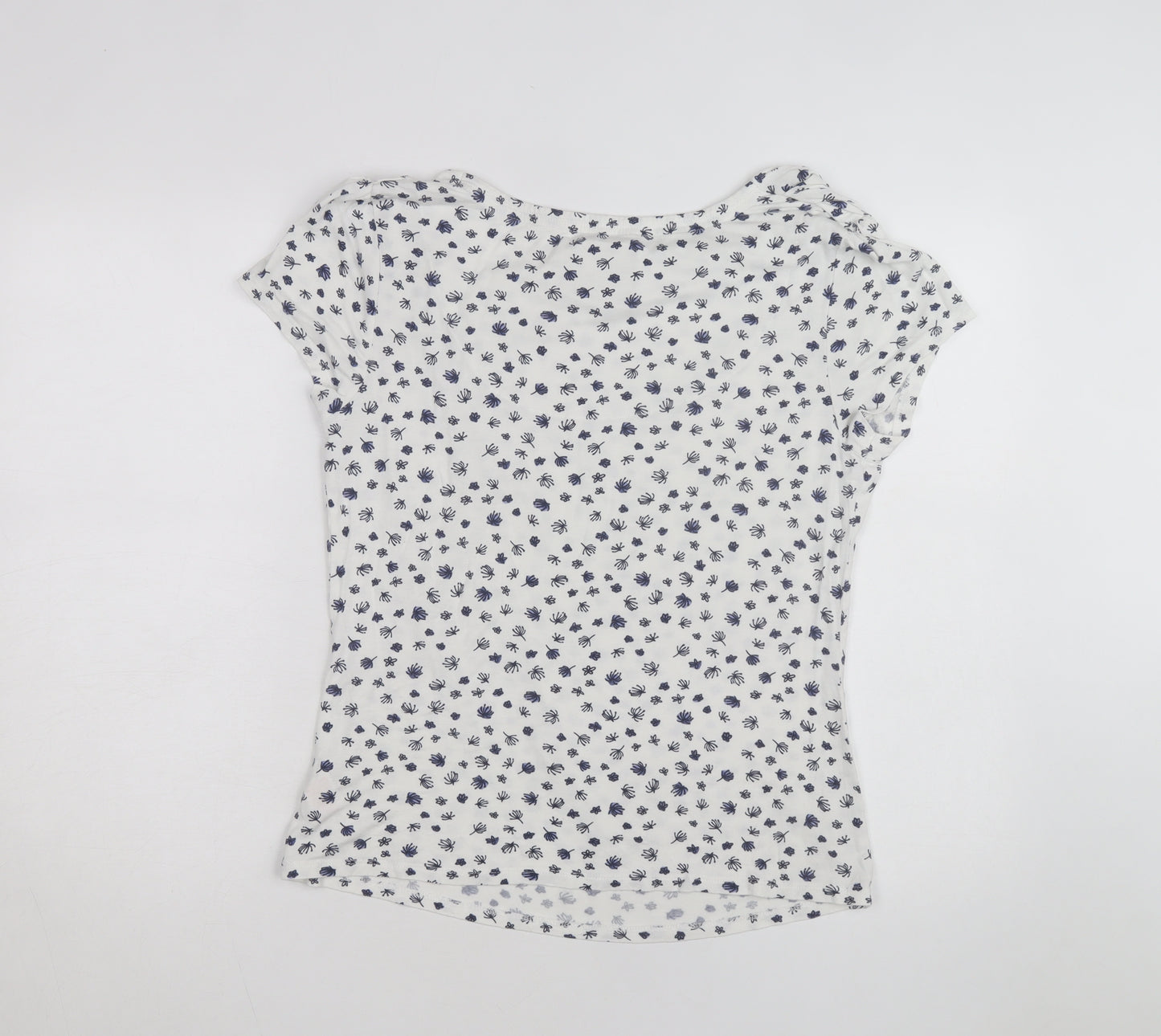 John Rocha Womens White Floral Cowl Neck Jersey Top Size 16