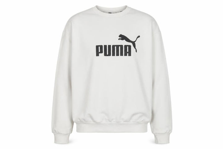 Puma Men's White Crew Neck Logo Sweatshirt M Regular Fit