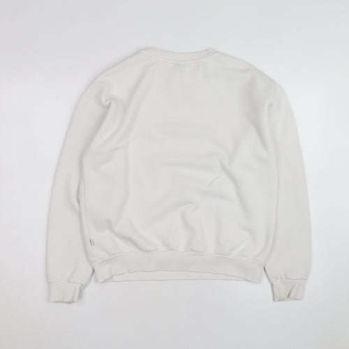 Puma Men's White Crew Neck Logo Sweatshirt M Regular Fit