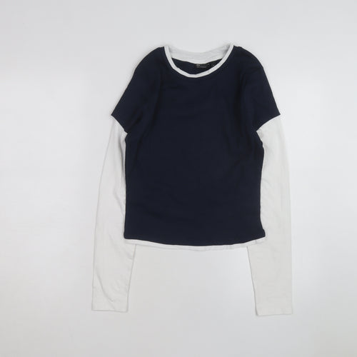 ASOS DESIGN Women’s Blue White Ringer Long Sleeve T-Shirt M
