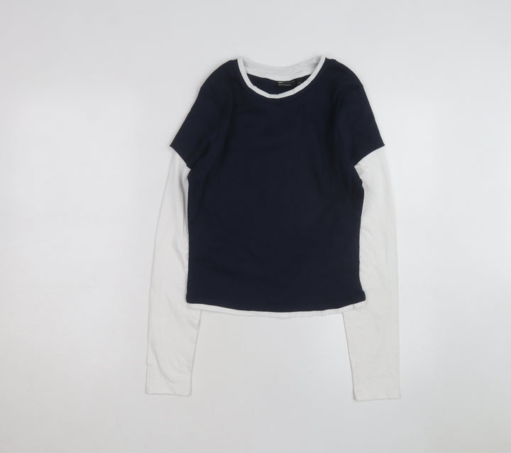 ASOS DESIGN Women’s Blue White Ringer Long Sleeve T-Shirt M