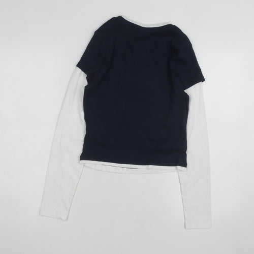 ASOS DESIGN Women’s Blue White Ringer Long Sleeve T-Shirt M