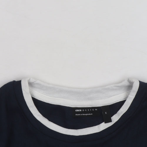 ASOS DESIGN Women’s Blue White Ringer Long Sleeve T-Shirt M