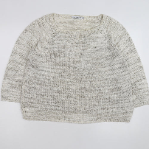 Emreco Women Beige Chunky Knit Pullover Jumper Size 18